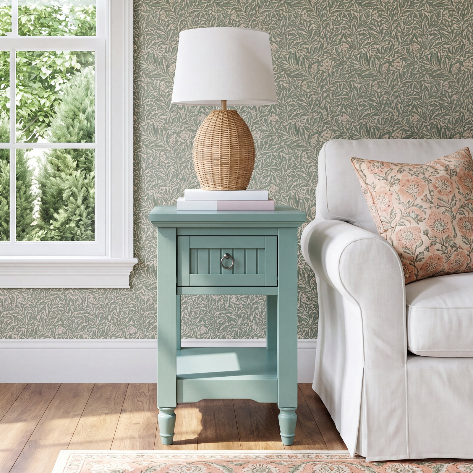 Alleya Chairside End Table, Green