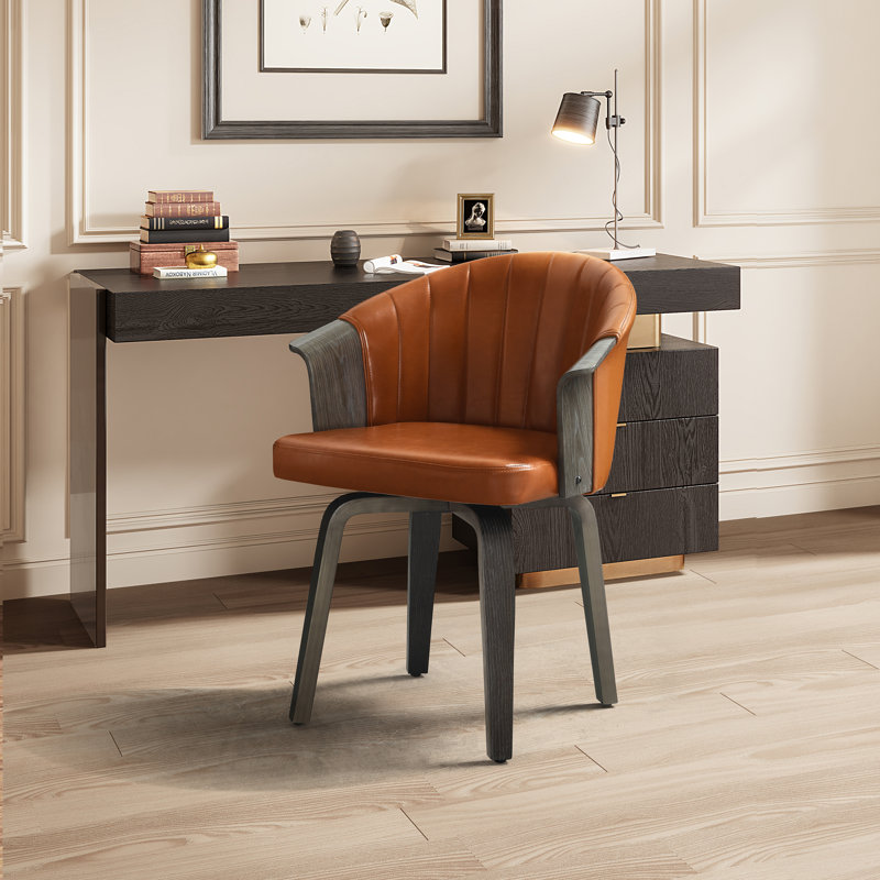 Faux Leather Swivel Task Chair, Brown