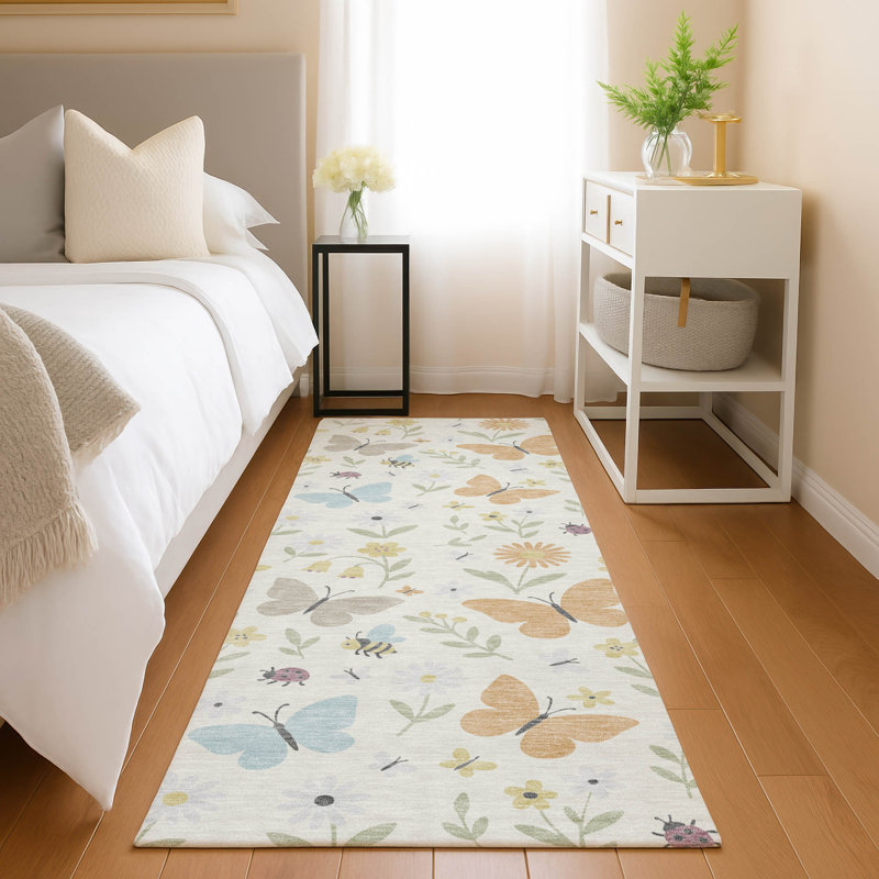 Machine Washable Indoor/Outdoor Chantille ACN2618 Kids Rug, Ivory, 2'3" x 7'6" Runner