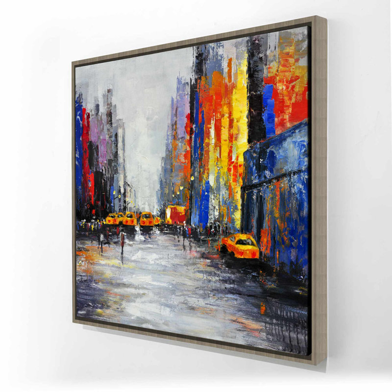 «Colour Spots Street with Taxis» - Art sur toile contemporain