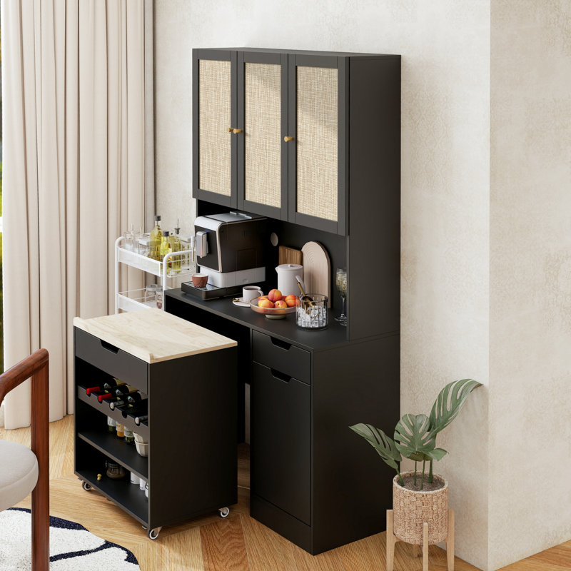 Buffet moderne avec chariot de cuisine et rangement pour garde-manger