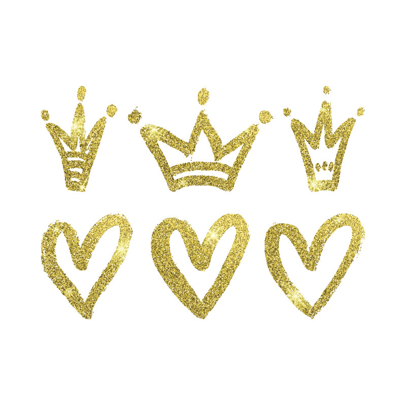 Hearts And Crowns Set by Barkarola - Wrapped Canvas Print, 30cm H x 30cm W x 3.8 cm D