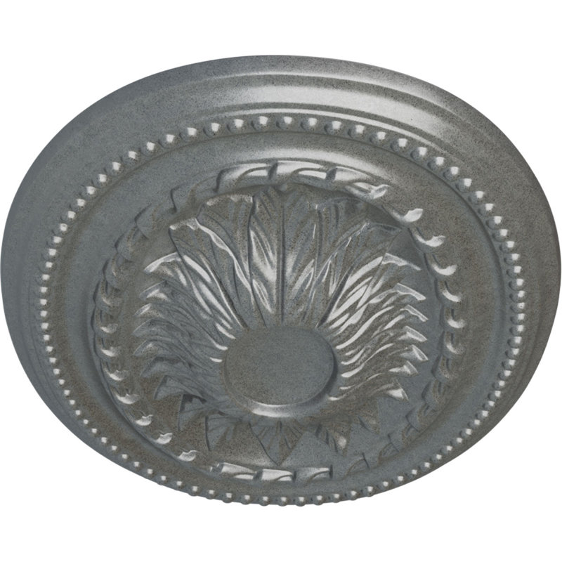 Endurathane Carlsbad Ceiling Medallion, 19 1/2"OD x 1 3/4"P, Hand-Painted Smokey Topaz Crackle Finish, Platinum