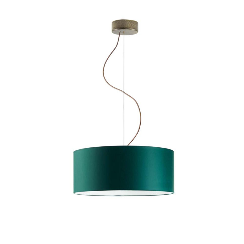 Aubryelle 3 - Light Drum Pendant, Bottle Green, Antique Gold, 120cm H x 40cm W x 40cm D
