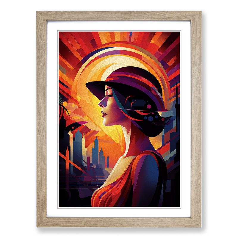 Single Picture Frame Print on Wood, 34cm H x 25cm W, Oak Framed