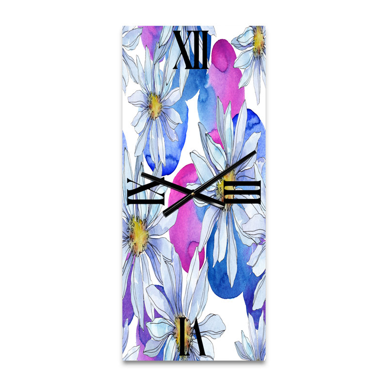 Marguerite avec feuilles vertes I - Horloge murale traditionnelle, Petit