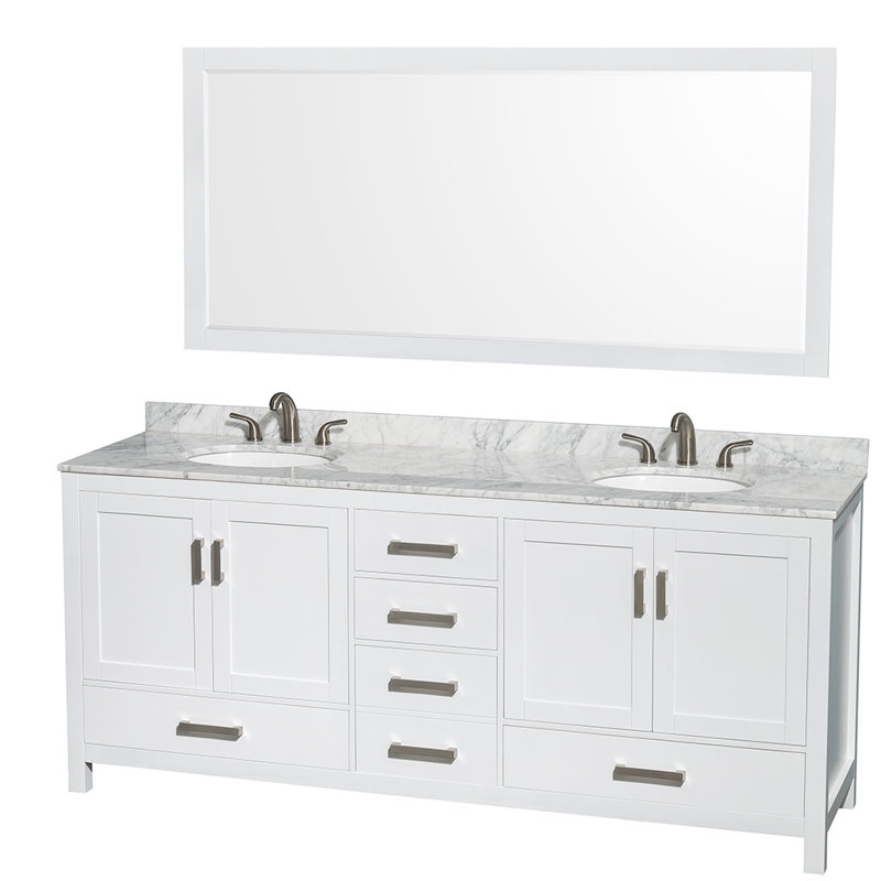 Sheffield 79" Double Bathroom Vanity Base Only, White