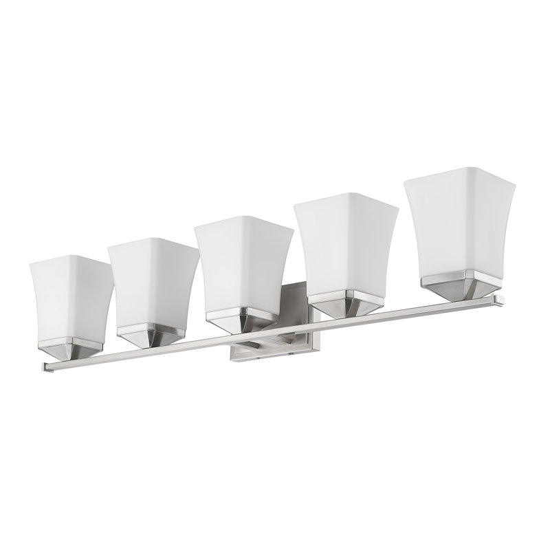 Meuble-lavabo 5 lumières Rohrersville, Nickel brossé