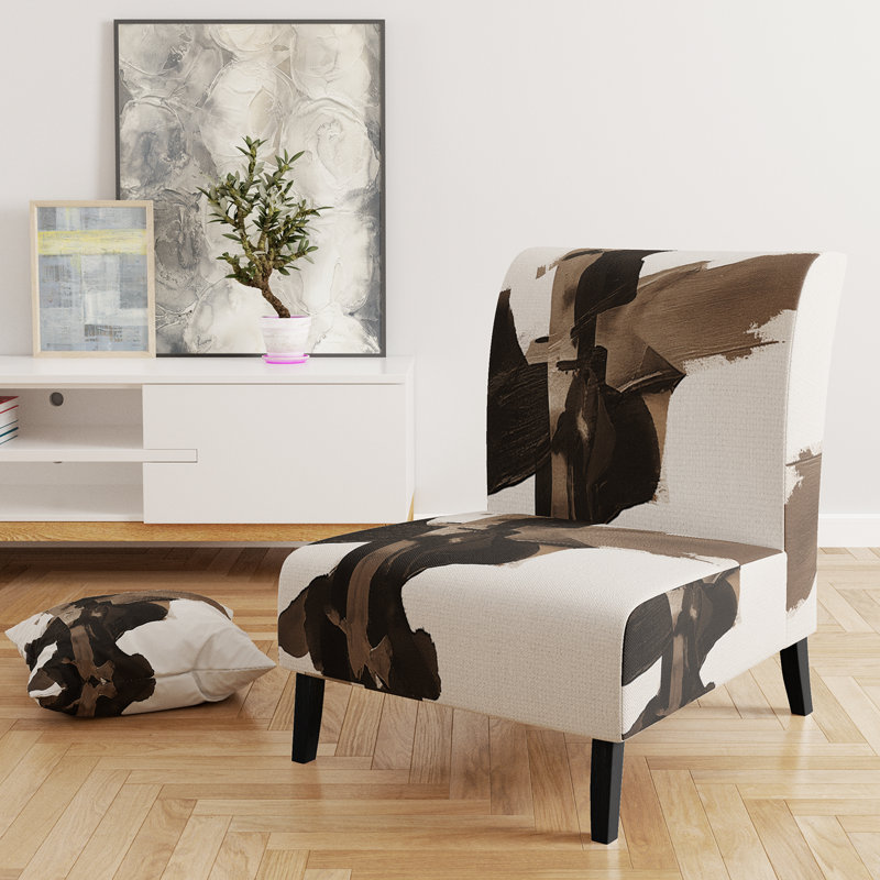 Fauteuil de chambre rembourré Geometric IV, Brun / Noir / Blanc