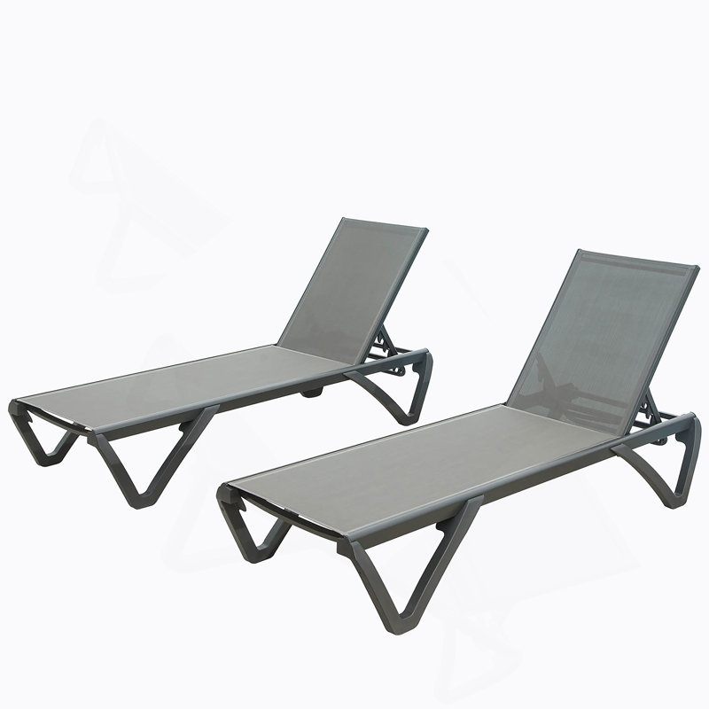 Chaise d'extérieur en polypropylène en aluminium pour patio avec dossier réglable pour bronzer, au bord de la piscine et sur le balcon
