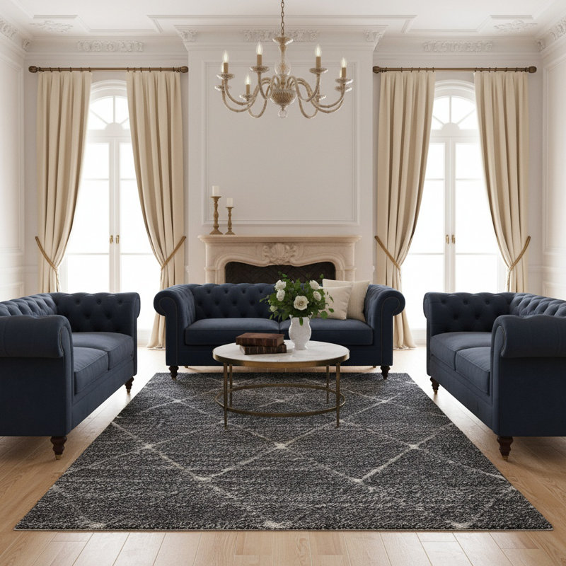 Tapis gris et crème Talas, Carré 5 pi