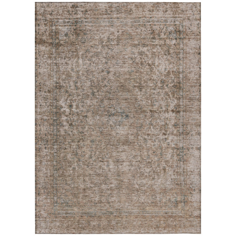 Tapis d'extérieur lavable abstrait brun et beige 8 pi x 10 pi