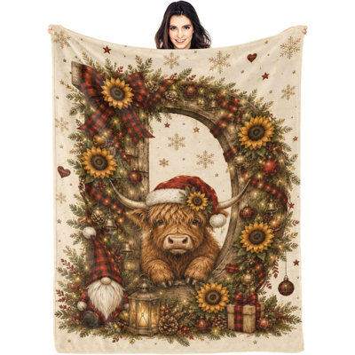 Couverture de Noël Highland Cow