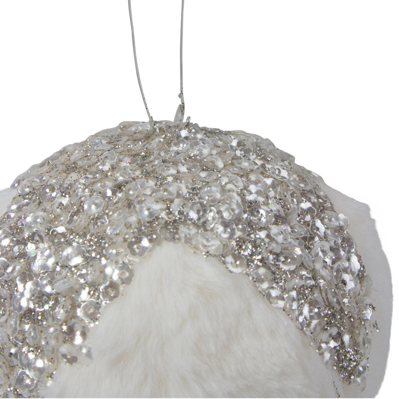 Ornement de Noël en fausse fourrure blanche 4,25 "