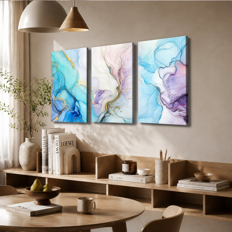 Toile, art mural, encre bleue, peinture à l'huile abstraite pour salon, chambre à coucher, 28 * 40 pouces * 3