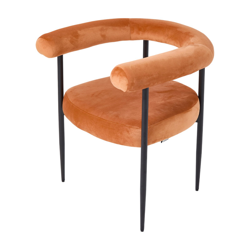 45cm H Velvet Upholstered Upholstered Back Accent in Orange