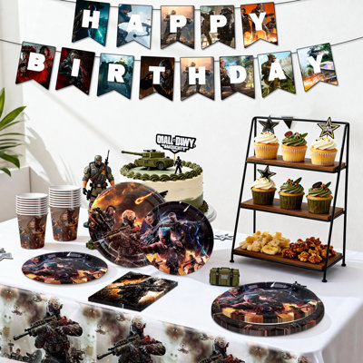 78 Pcs Call of Duty Birthday Decorations Tableware, Call of Duty Party Supplies