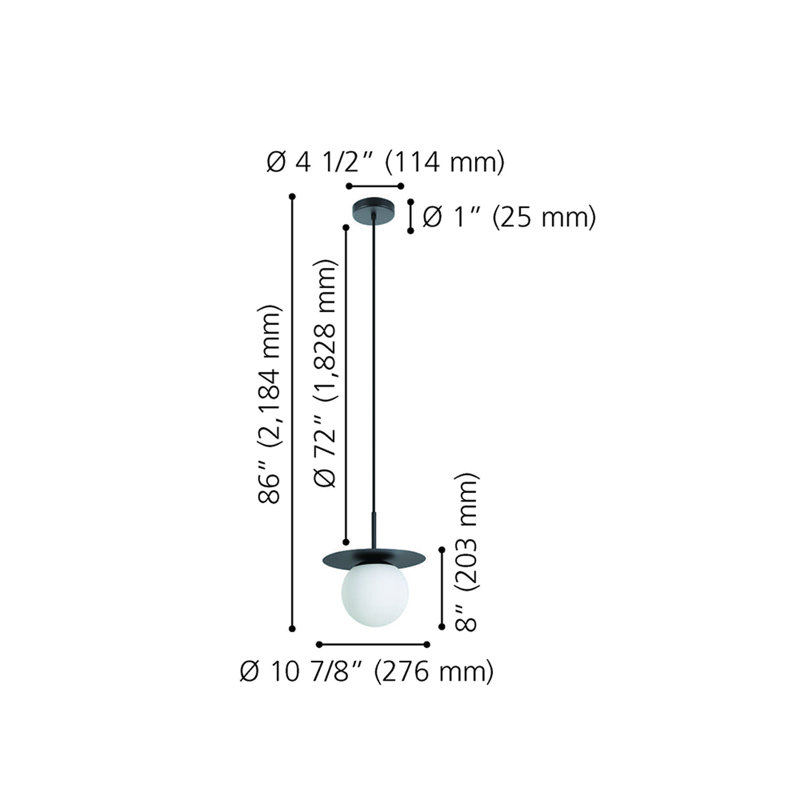 Mini-luminaire suspendu 1 lumière Cathy, Noir structuré