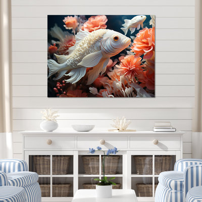 «White Pufferfish Elegance» sur toile imprimée