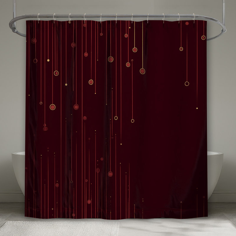 Rideau de douche abstrait - Décoration de salle de bain moderne Mid-Century, H 84 po x l 70 po, Abstrait rouge