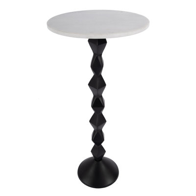 Table d'appoint ronde en marbre et en métal de l 12 po Luvia