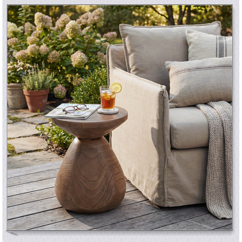Table d'appoint en bois pour patio Patti MGO, durable et légère avec finition grain de bois pour une utilisation intérieure et extérieure