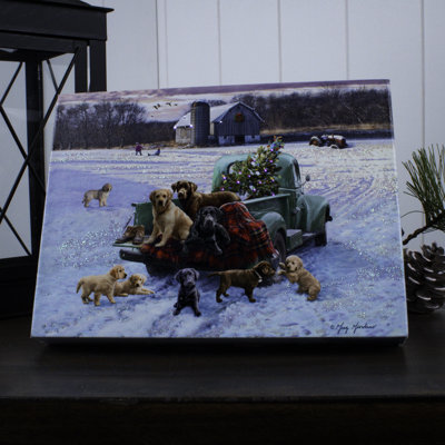 Pups and Pick up 8x6 Lighted Tabletop Canvas