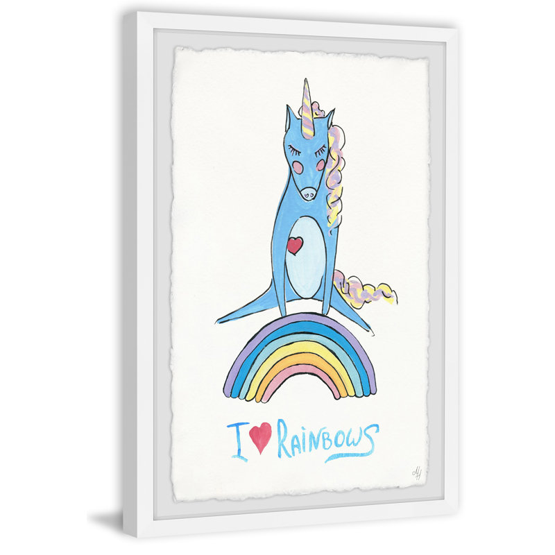 Cota Playful Rainbow Unicorn 1 Piece Single Picture Frame Painting, 61cm H x 41cm W