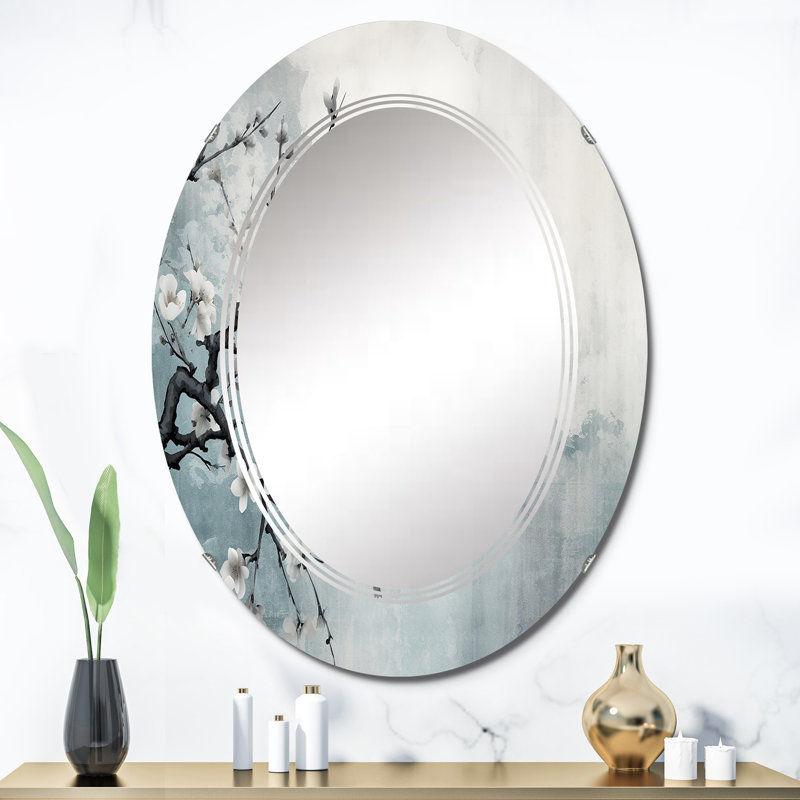 Rasharkin - Miroir mural floral ovale, 36 po x 24 po