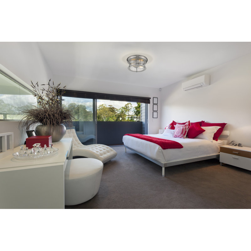 Canale Glass Flush Mount, Brushed Nickel, 5.5"H x 11"W x 11"D