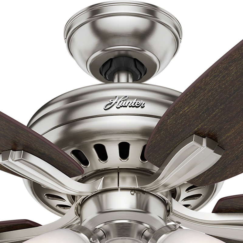52" Newsome 5 - Blade Standard Ceiling Fan with Pull Chain and Light Kit Included, Brushed Nickel