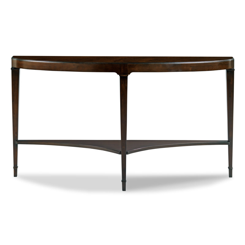 Elegant Ebonized Mahogany Demilune Console Table with Shelf