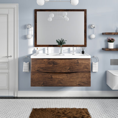 Firkins 48" Wall-Mounted Double Bathroom Vanity Set