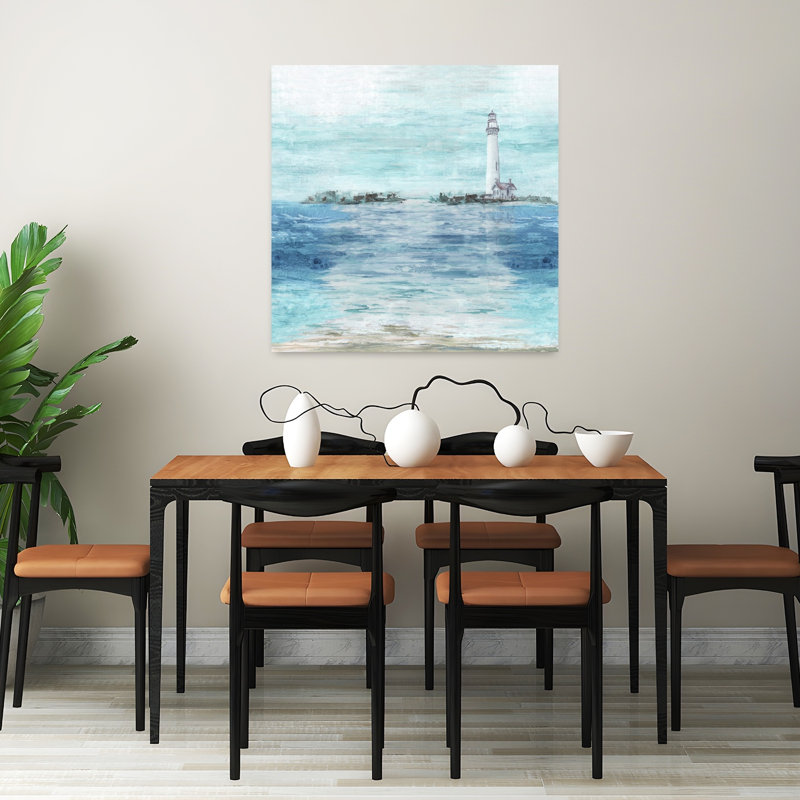 Phare de Tranquil Waters, art mural architecture côtière, H 32 po x l 32 po