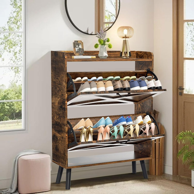 20 Pair Flip Down Shoe Storage, Brown