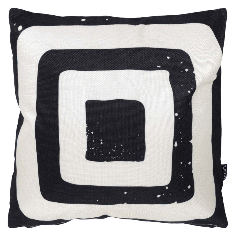 Indoor / Outdoor Square Cushion, Black/White Geometric