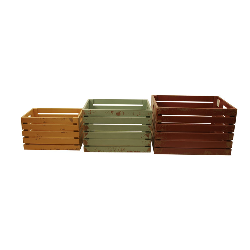 Caisse en bois massif 3 pièces