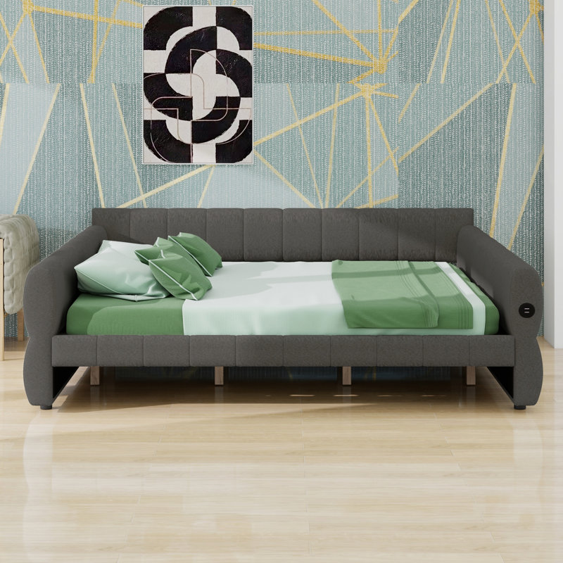 Upholstered Platform Bed, Gray