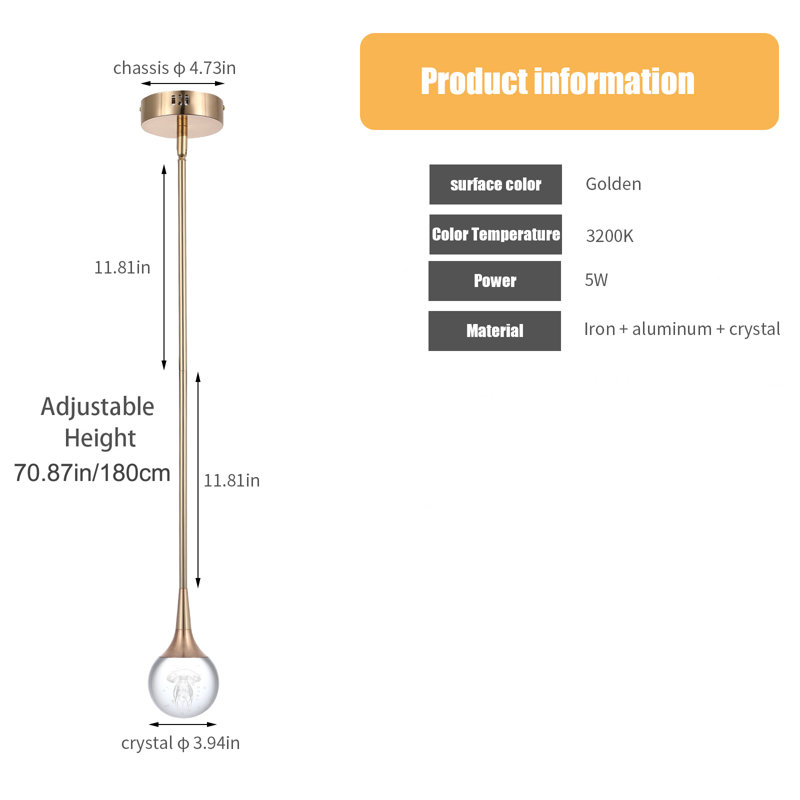 Delacerda 1 - Light LED Single Pendant, Gold