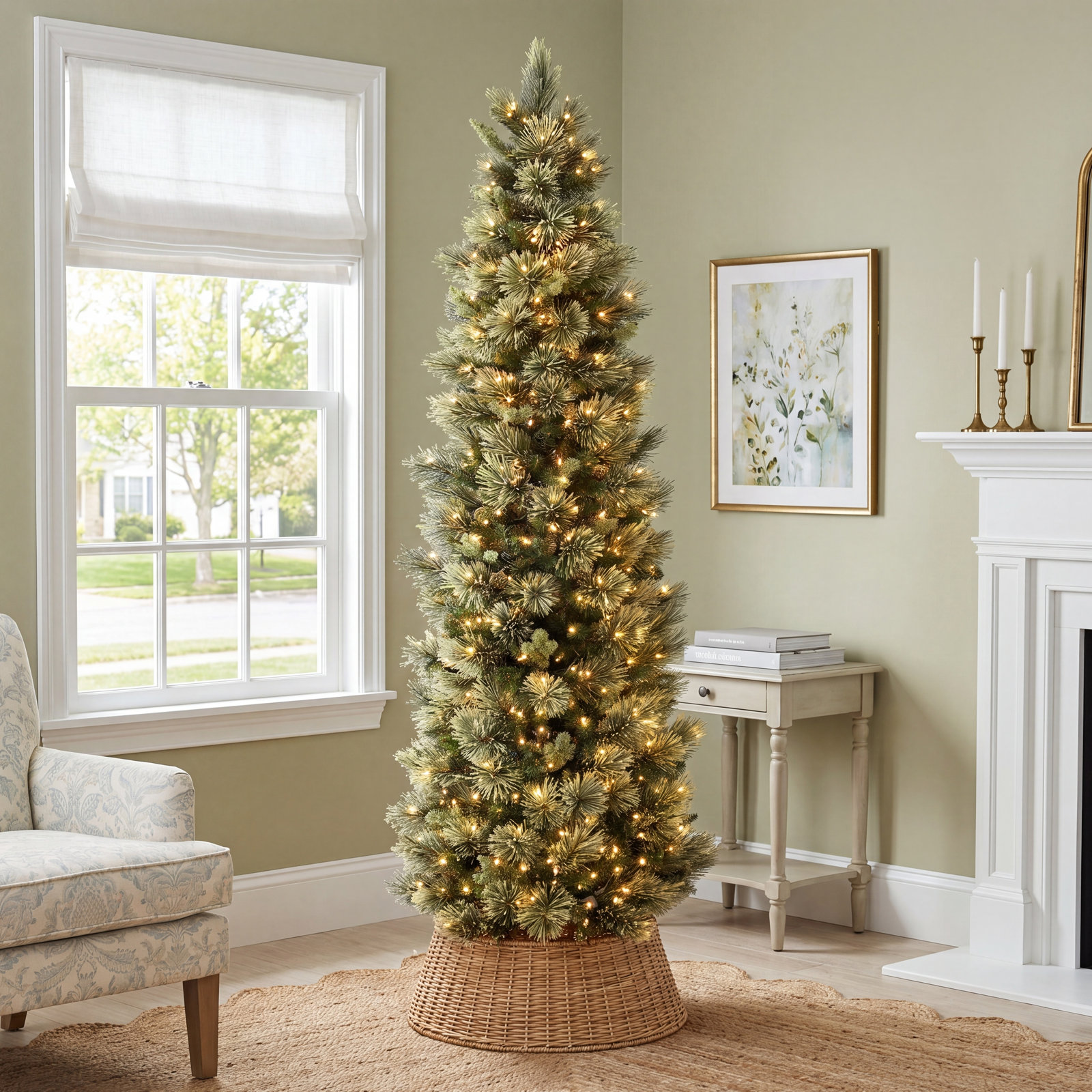 Slim Pre-Lit Pine Tree, 10'
