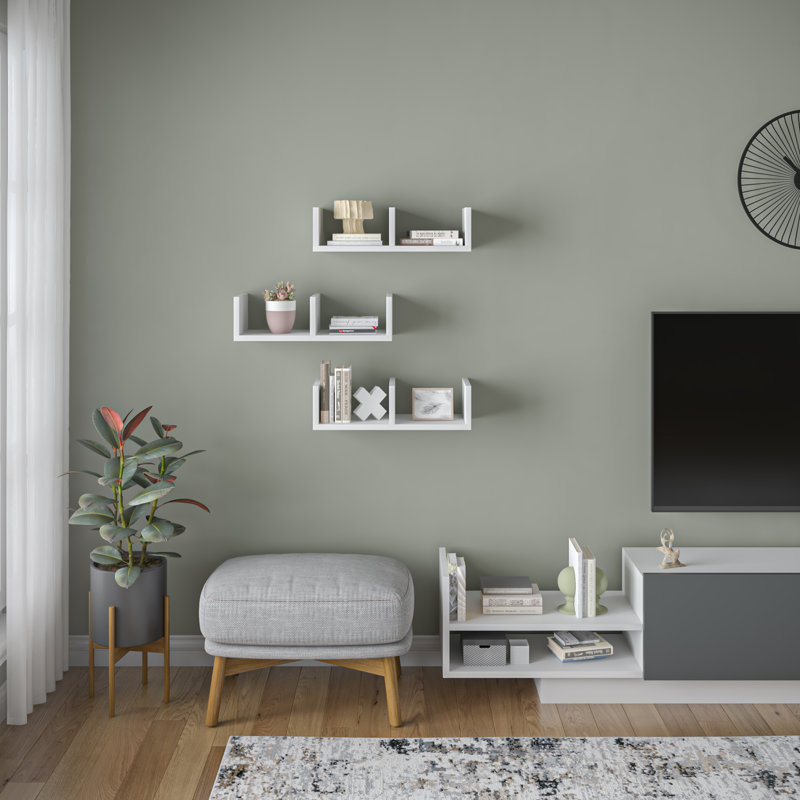 Ayrionna 3 Piece Floating Shelf, White