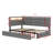 Upholstered Daybed With Storage 2 Drawers And Charging Station, Day Bed Frame With LED Lights And Storage Headboard-1734153020