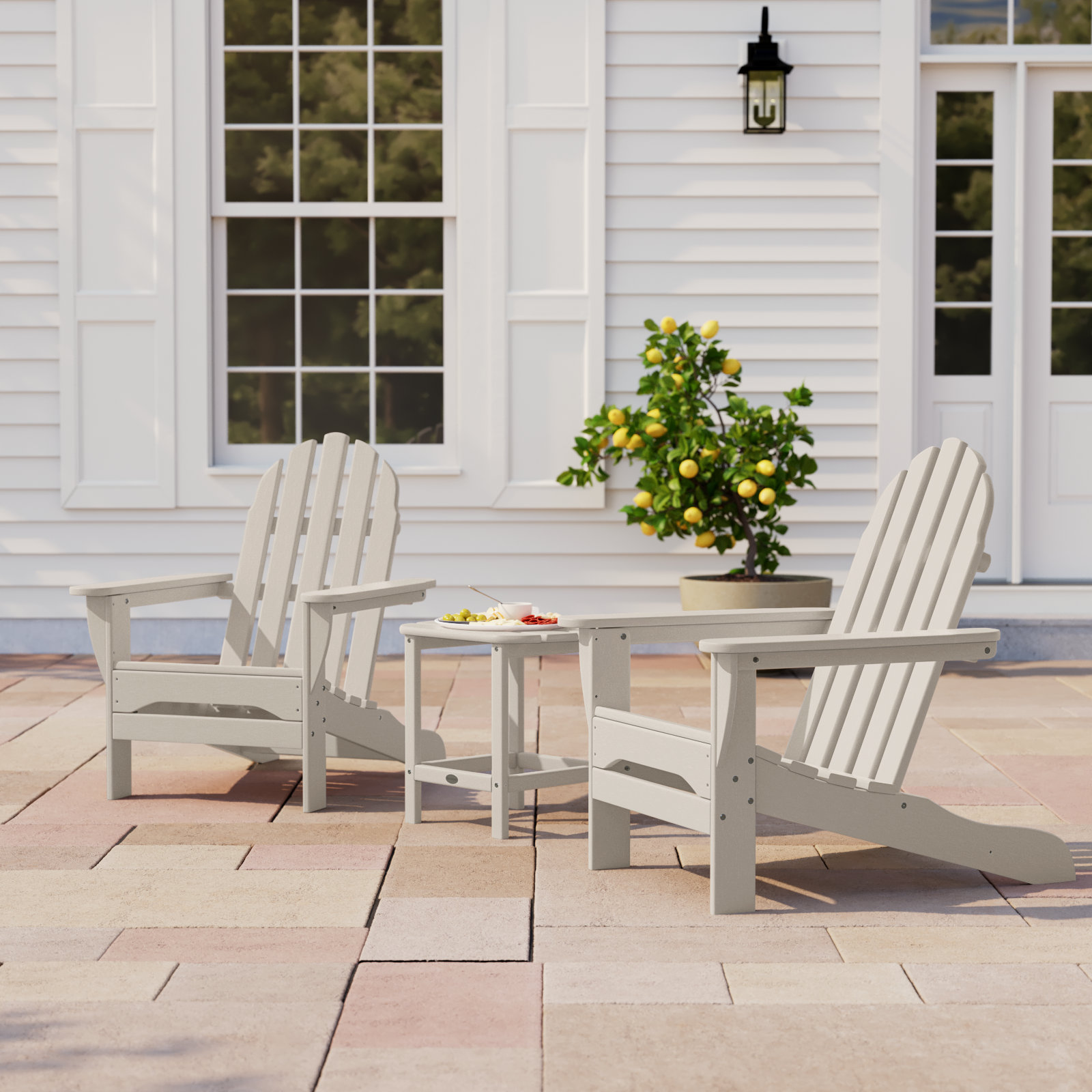 POLYWOOD® Classic Adirondack 2-Person Patio Seating Group, Sand