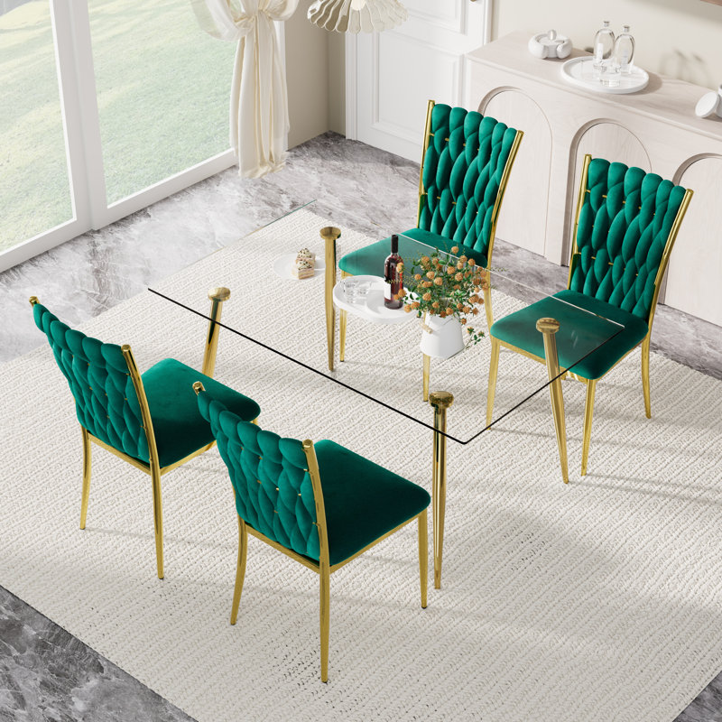 Ensemble repas rectangulaire pour 4 à 6 personnes, H 30 po x L 51 po x l 31,5 po, Vert, 5