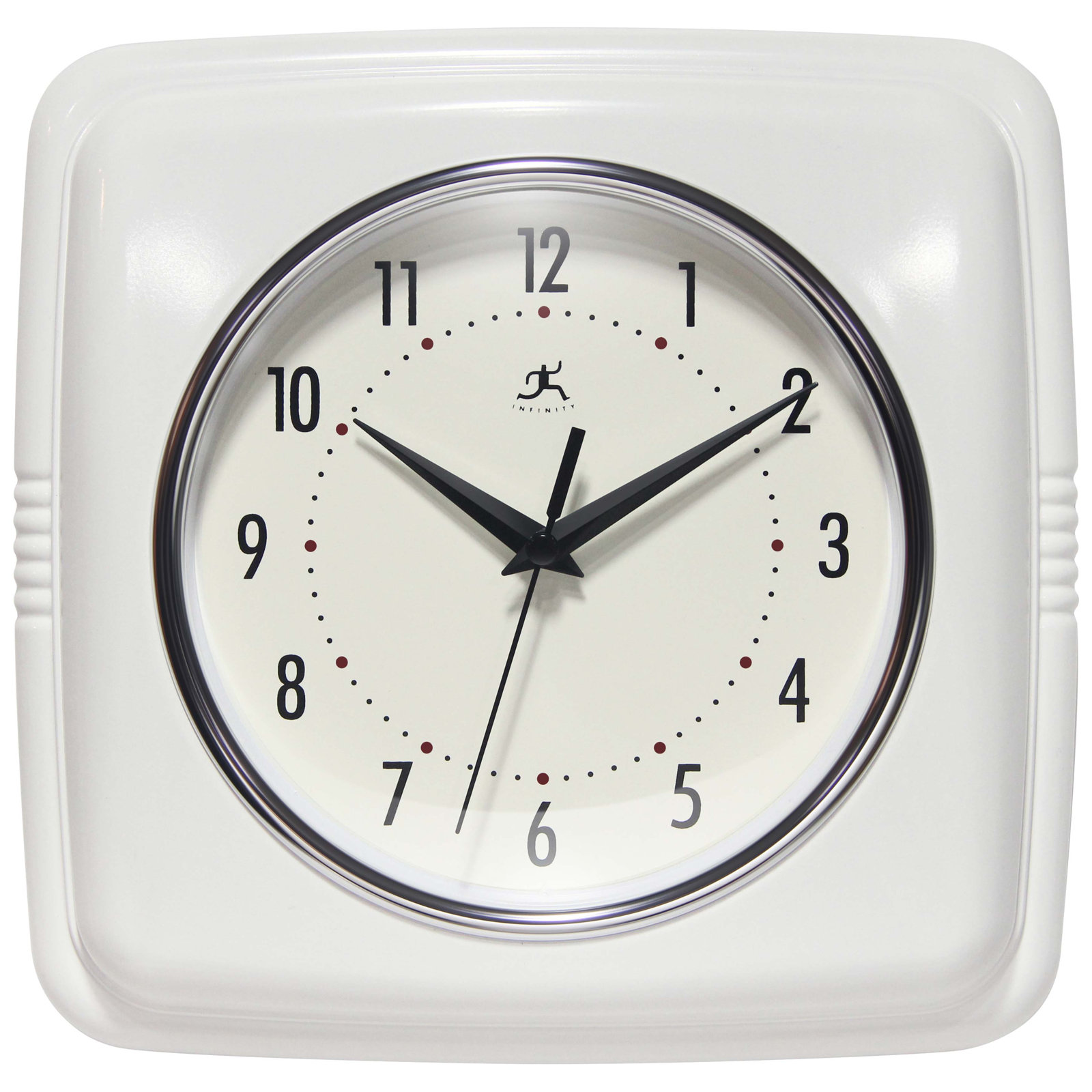 Orrwell Square Plastic Wall Clock 9.25 Inches, White