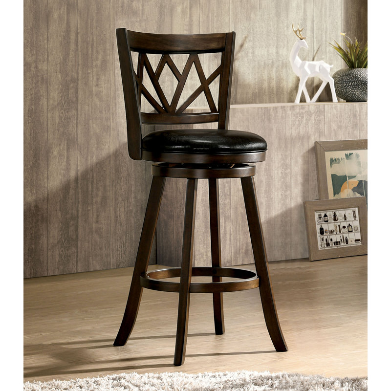 Rickey Swivel Upholstered Counter Stool, Brown Cherry, Bar Stool (30.12" Seat Height)
