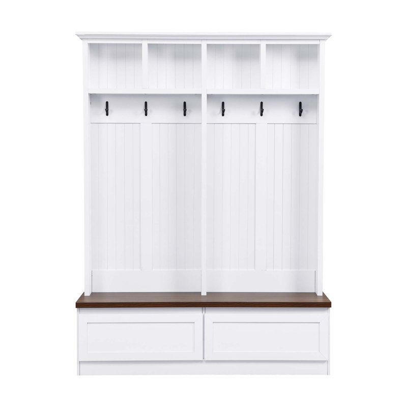 Arbre d'entrée 4 en 1 Sleek & Chic Modern Polyvalent, Blanc / brun en double