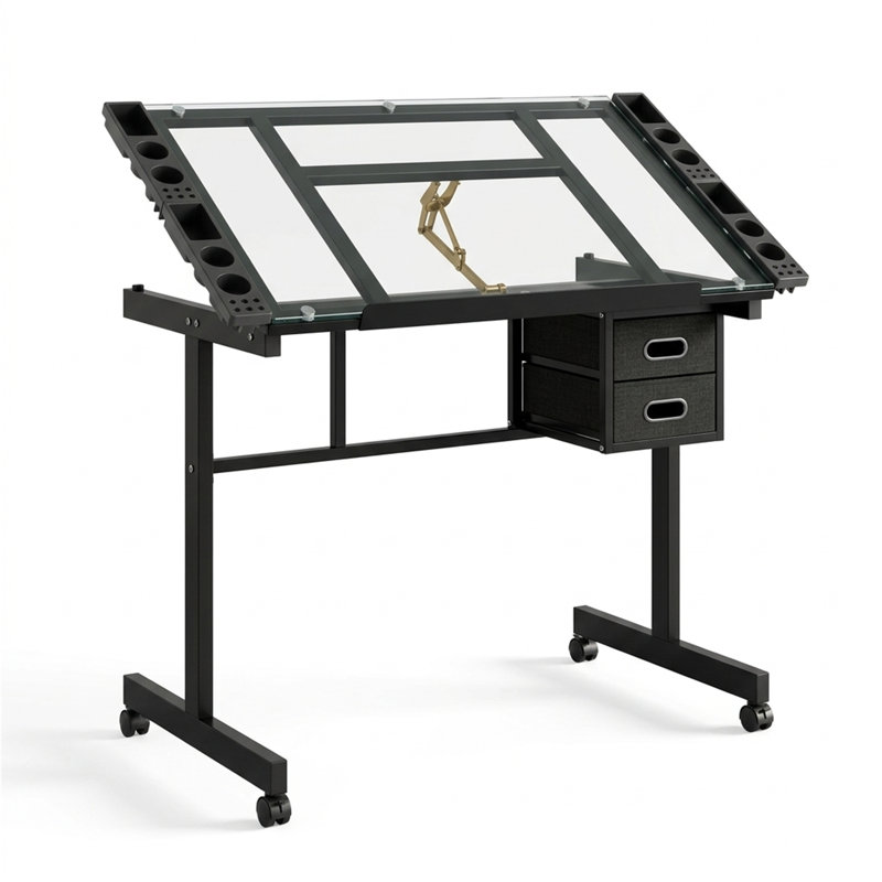 Adjustable Drawing Drafting Table, Black