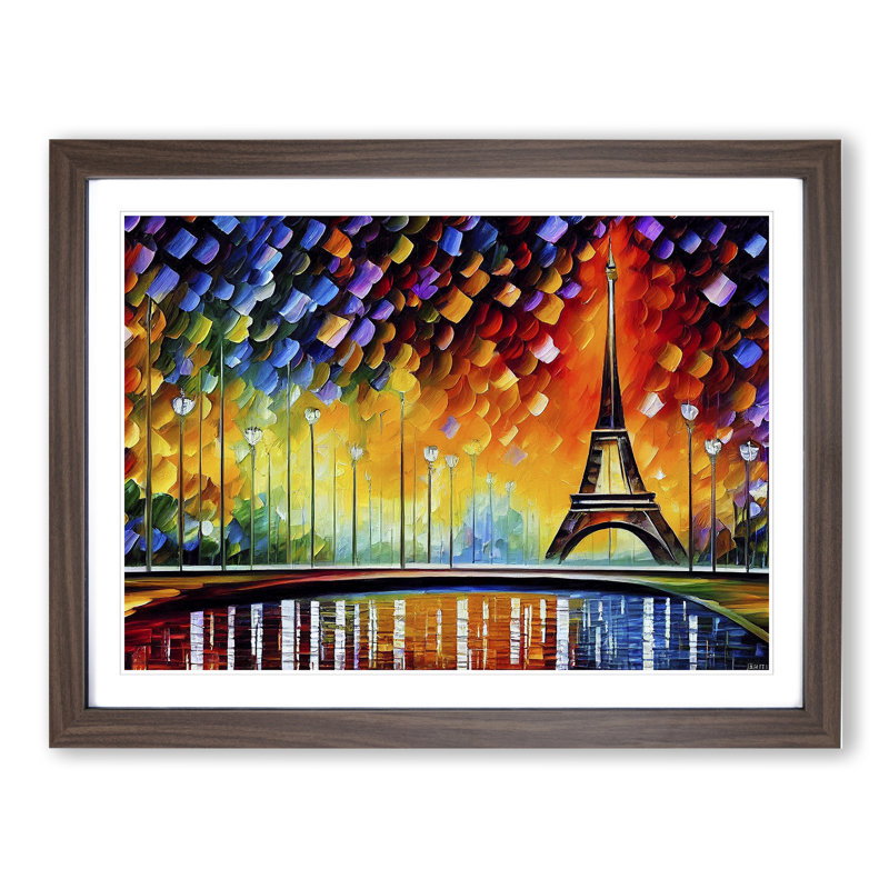 Eiffel Tower Paris Vol.1 - Single Picture Frame Painting, 34cm H x 46cm W x 2cm D, Walnut 