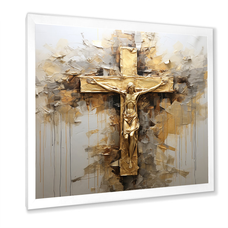 Décoration murale Minimalisme, Jésus, croix I, H 16 po x l 16 po x P 1 po, Cadre simple blanc